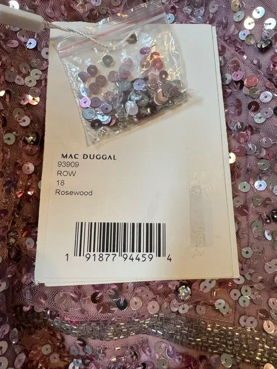 NWT Mac Duggal Sz 18 Rosewood Pink Sequin Gown 93909 - Picture 4 of 4